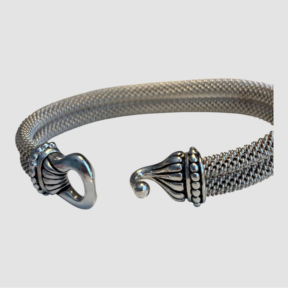 NEW Elegant 925 Sterling Silver Double Round Mesh Bracelet, Artisan Accents - Picture 3 of 10